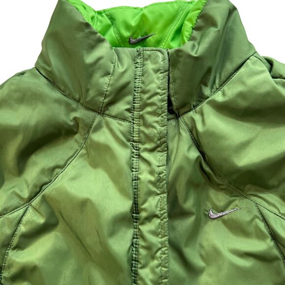 Vintage Y2K Nike Women's Reversible Duck Down Puffer Vest Large Green - Picture 12 of 12